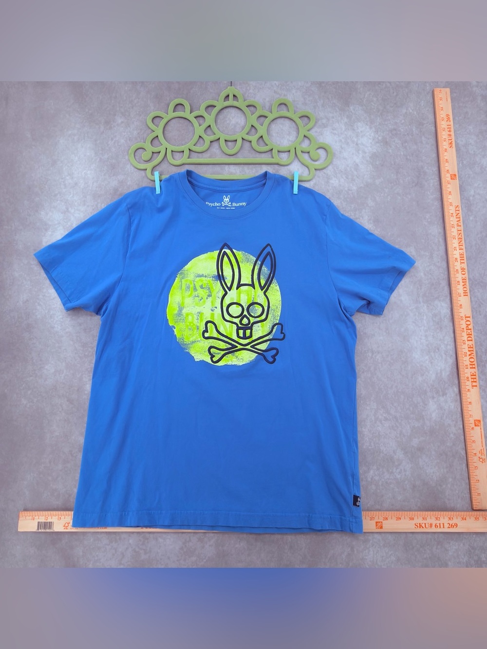 Psycho Bunny Royal Blue Tee with Neon Yellow Graphic